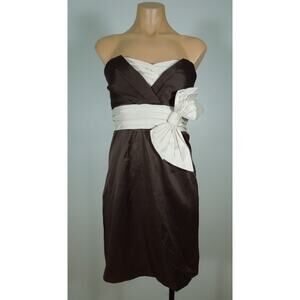 CHARLOTTE RUSSE size 3/4 Satin Look Brown Strapless Cocktail Dress Juniors